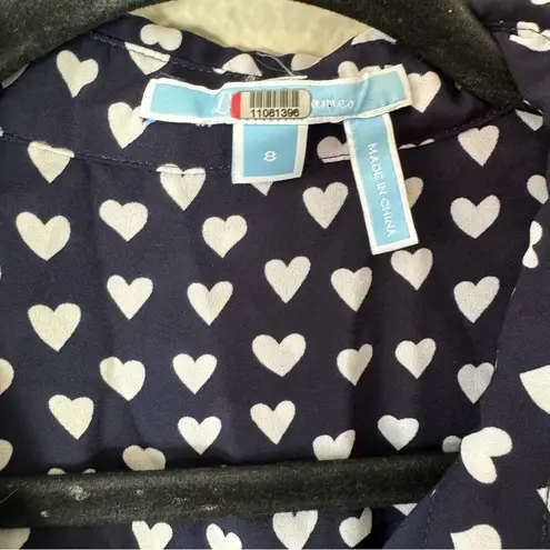 Draper James  Navy Blue Heart Print Button Down Maxi Dress Size 8