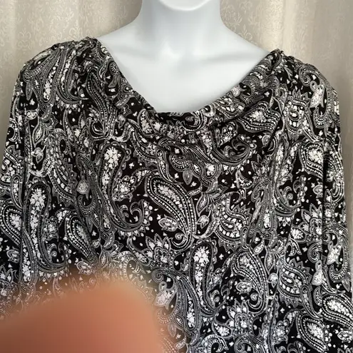 MSK WOMAN Elegant Black and White Paisley Women's Top SZ: 1X