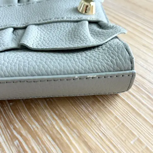 Milly Astor Ruffle Zip Clutch Bag Light Gray