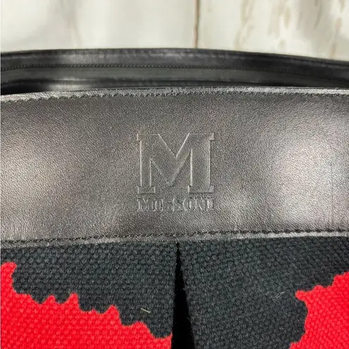 Missoni Large Canvas Tote Bag Multi Colored Abstract Floral Leather Trim