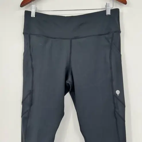 Blackmilk pull on solid plain black leggings with logo pockets size Large