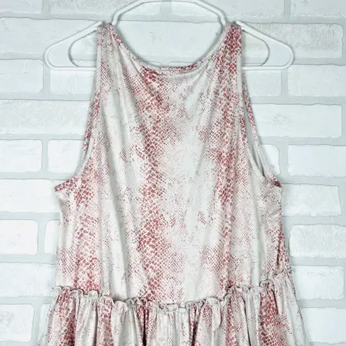 Peach Love California Snakeskin Print Ruffle Hem Tank Top Blouse Women's Small