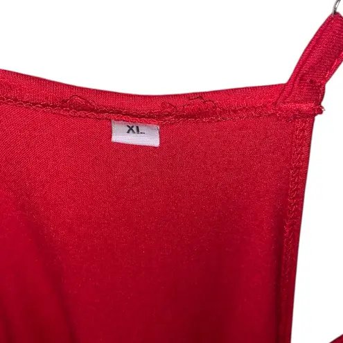 Women's XL Red Wide Leg Jumpsuit Baggy Hot Shot Strappy