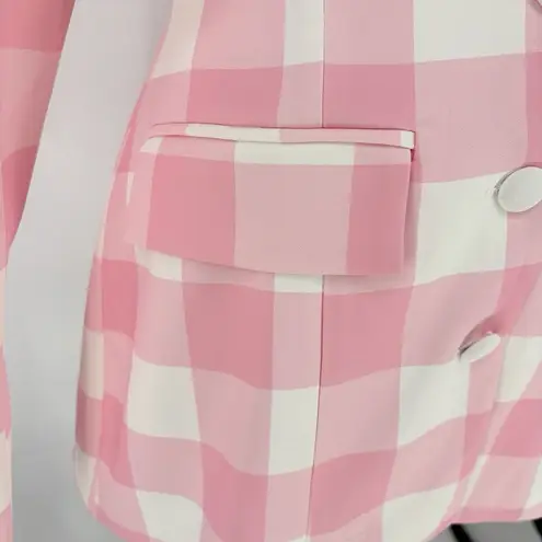 Akira Women's Cut Out Long Sleeve Blazer Dress Pink/White Size Small Chekered Pink