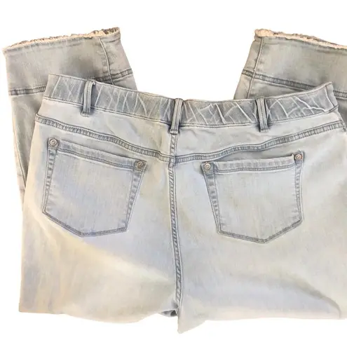 J.Jill  Authentic Fit Denim Crop Jean Pant 16P W/Fringe Light Wash Stretch