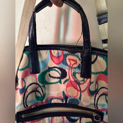 Coach  Signature Ikat Scribble Print Foldover Convertible bag F 2449