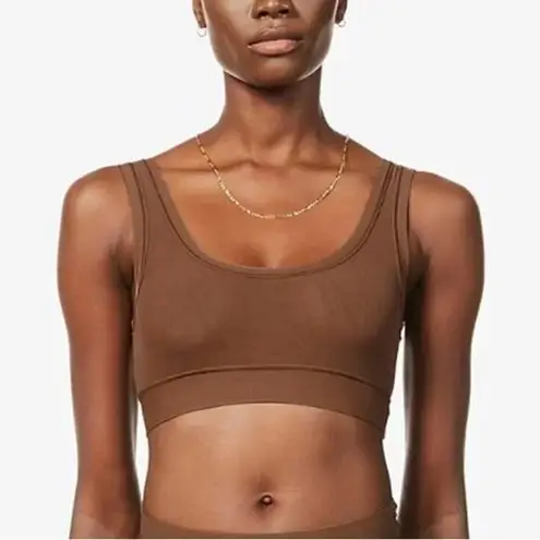 SKIMS  Womens Summer Sienna Mesh Scoop Neck Fits Everybody Bralette Size L Cocoa