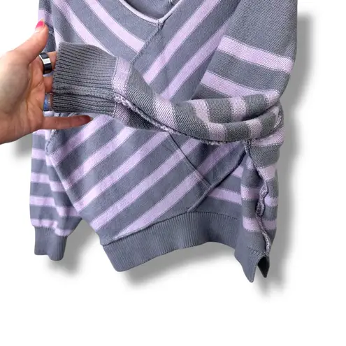 Free People We The Free Gray Purple Crossroads  Pullover Off-the-Shoulder Sweater