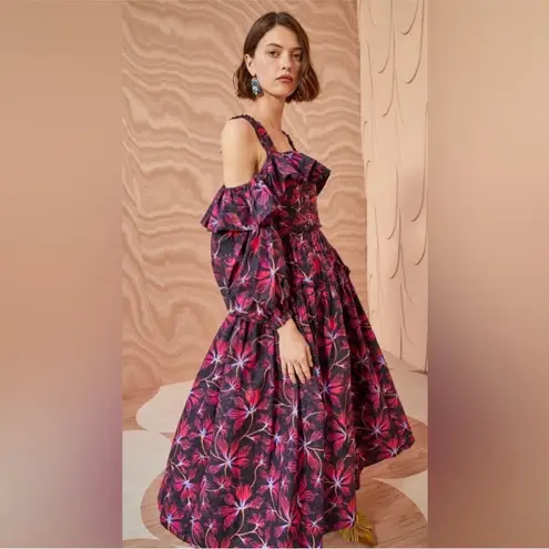 Ulla Johnson NWT Caprice Ruffled Floral Print Midi Dress Zinnia Sz 2 $550