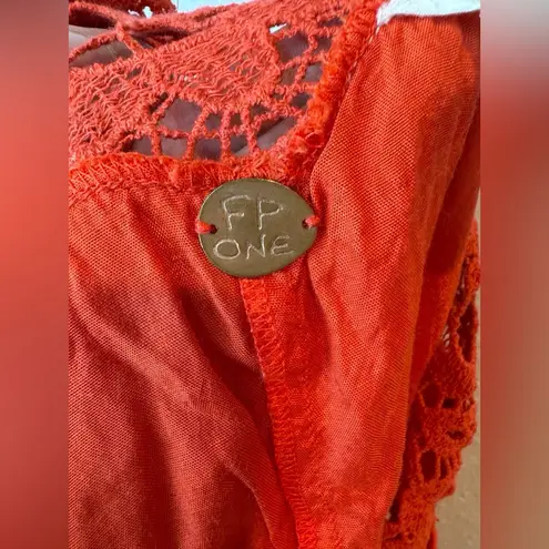 Free People  Women’s Fiery‎ Red Lace Mini Dress Size S
