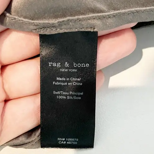 Rag and Bone  Cowl Neck Sleeveless 100% Silk Shell Tank Top Gray Large