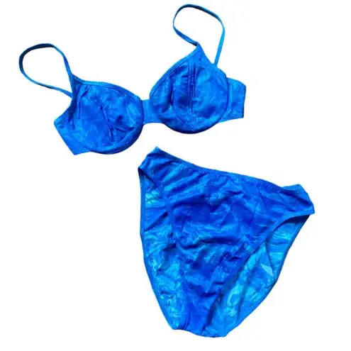 Size L//Vintage 90s Blue Sparkle Bikini Swimsuit Size L