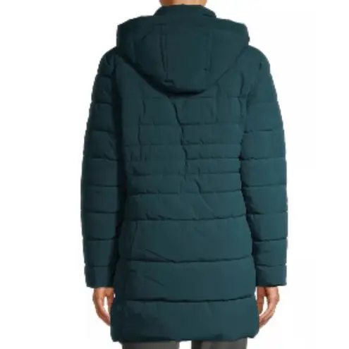 Swiss Tech Women’s Blue Green Puffer Jacket Hooded Quilted Design Size L 12/14 Blue Size L