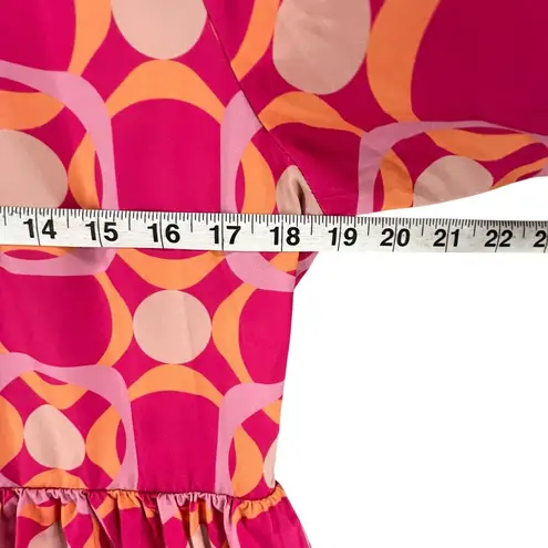 SSYS the Mix Print Tatum Dress Womens S Hot Pink Orange Tiered Babydoll Preppy