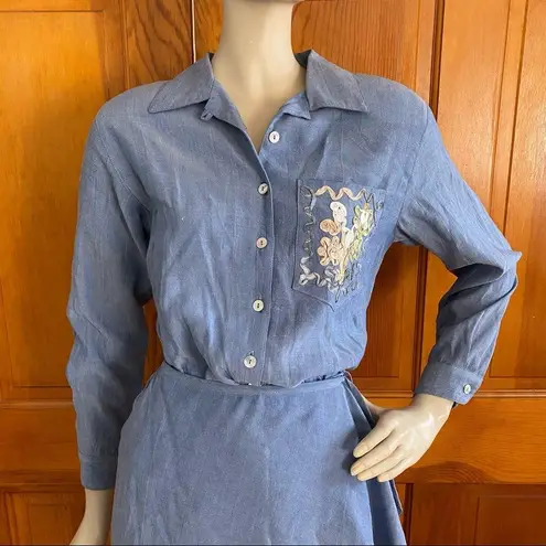 carole little Vintage 90s Chambray Wrap Dress XS/S