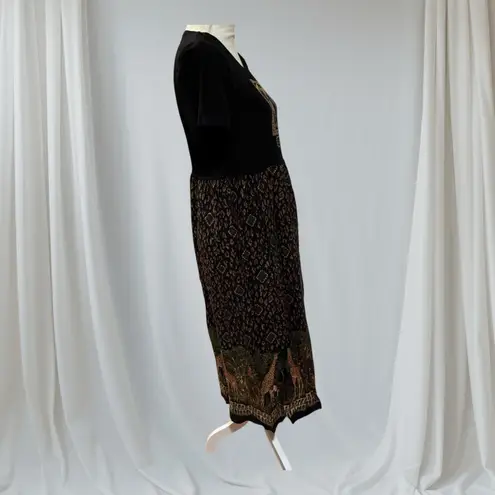 Sag Harbor Womens Brown Crew Neck Animal Print Summer Maxi Dress Petite 8