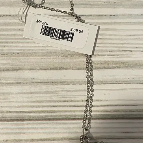 Charter Club Teardrop Pendant Necklace Silver Tone Large Faceted Crystal NWT