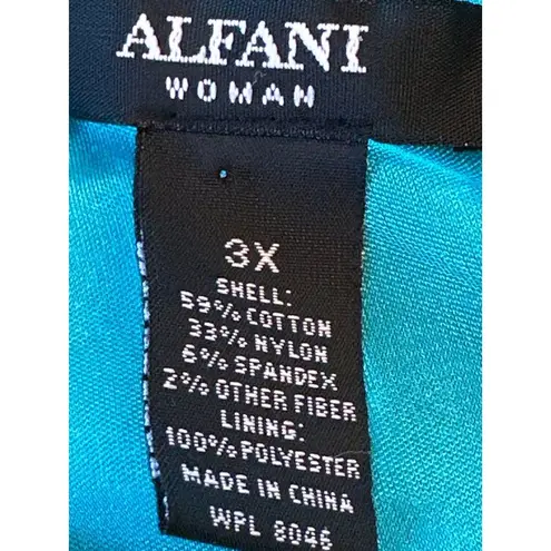 Alfani Lace Layered Zipper Back Teal Lace Overlay Blouse Cotton Blend Size 3X