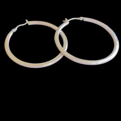 Blue Enamel Sterling Silver Earrings 1" Snap Closure