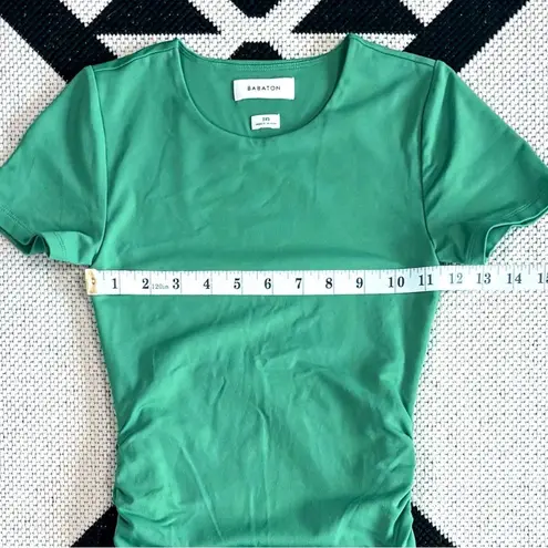 Babaton Aritzia Contour Ruched Short Sleeve Midi Dress in Nature Green 2XS