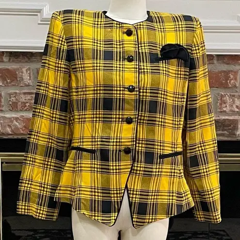 Leslie Fay Clueless Cher costume idea petite vintage 1980s yellow plaid blazer / 10P