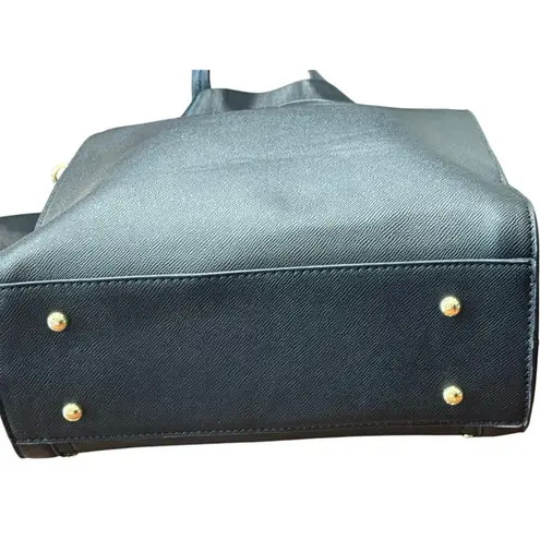 London Fog Sophia Studded Black Tote Bag NWT Faux Leather Gold Hardware