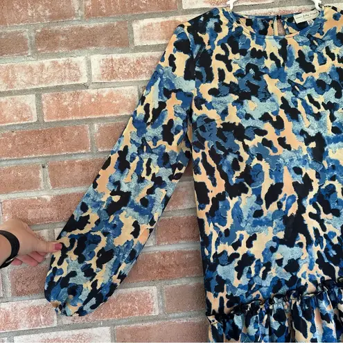 Never Fully Dressed Drop Waist RiRi Printed Dress Women’s 4 Blue Long Sleeves