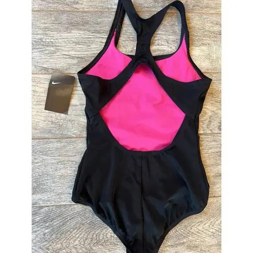 Nike NWT  Swimsuit One Piece Athletic active size Large black Racerback Modest