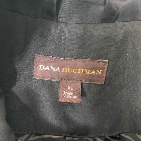 Dana Buchman EUC women’s black full button zip belted long lengthy jacket coat