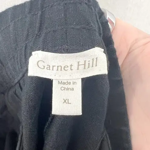 Garnet Hill Black Linen Shorts XL 100% Linen Pull On Drawstring High Rise Modest