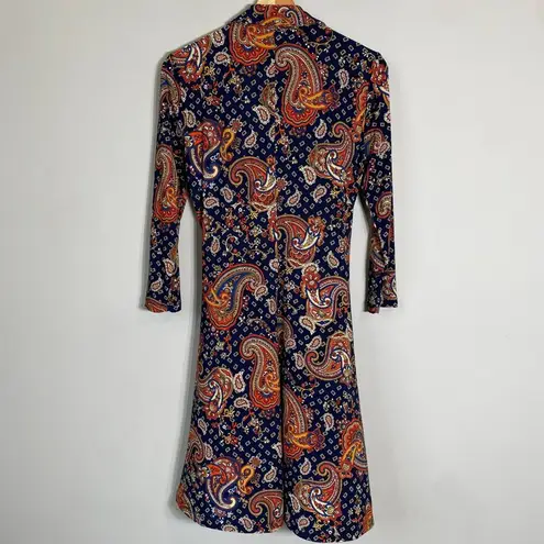 Tommy Hilfiger  Paisley Printed Tie-Waist Shirt Dress Women's Size 4 3/4 Sleeves