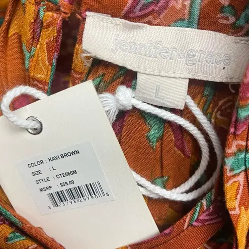 Jennifer Grace NWT New Jennifer & Grace Kavi Brown Twisted Halter Neck Sleeveless Top Size L