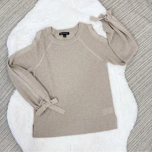INC International Concepts Metallic Split Sleeve Pullover Sweater Tan Small - Image 14