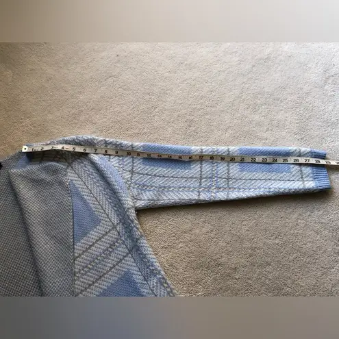 Talbots  blue plaid asymmetrical long sleeve cardigan with pockets - large