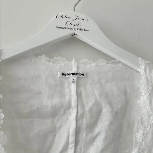 Reformation  Anabella White Linen Top 2