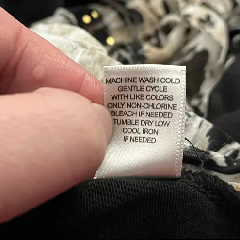 Christopher & Banks Faux Twinset Top Mixed Print Open Front Black XL