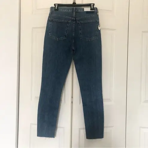 RE/DONE  Originals High Rise Comfort Stretch Ankle Crop Jeans Medium Blue Waah