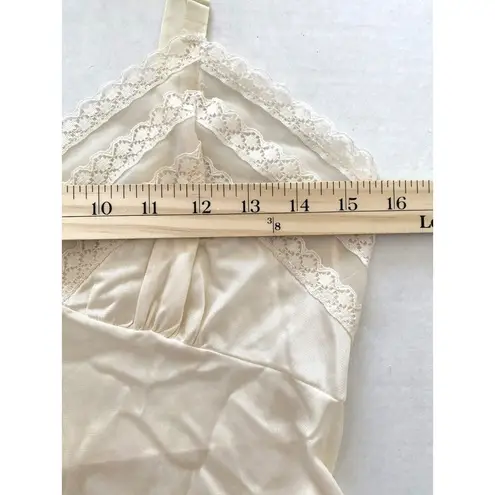 Vtg Made Nylon Full Slip Lingerie Dress Lace Ivory Nightie Sissy No Sz Tag