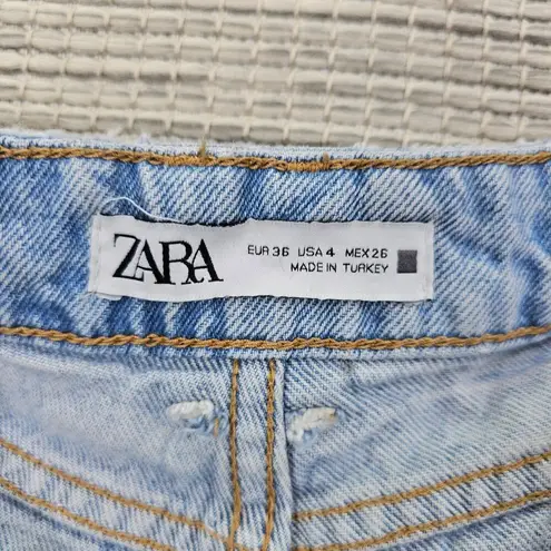 ZARA  Jeans Womens Size 4 High Waisted Destroyed Wide Leg Button Fly Grunge