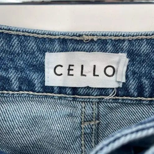 Cello  Hi Rise Distressed Raw Hem‎ Straight Leg Jeans Blue Denim Size 5 destroyed