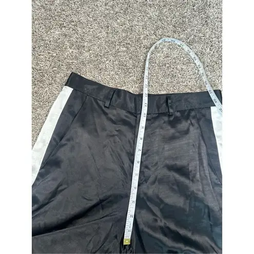 Anthropologie Corey Lynn Calter Rayon Silky Satin Track Trouser Pants Black S