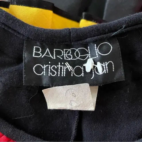 Vintage 80s Ruffle Fiesta Dress Colorblock Tiered Mini Carmen Miranda Vibes Black Size 4