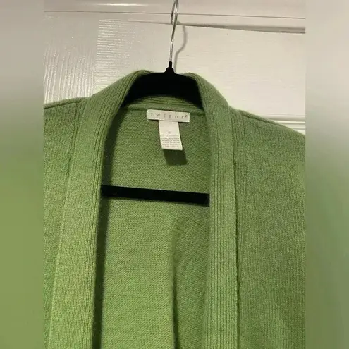 Tweeds Green Lambs Wool Angora 3/4 Sleeve Open Front Knit Cardiganan Size S - Image 6