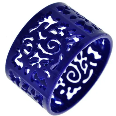 DARK BLUE 1 3/4 WIDE CUTOUT DESIGN BRACELET
