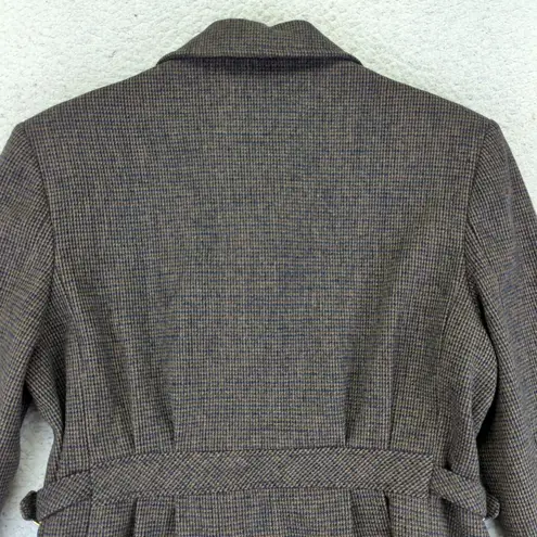 Vtg Braebrook Women's Wool Houndstooth Harrington Jacket 10 Petite Brown Cinch Size 10P