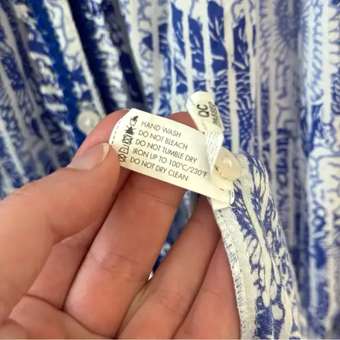 Poupette St. Barth XS Nana Printed Sleeveless Button Front Maxi Dress Blue