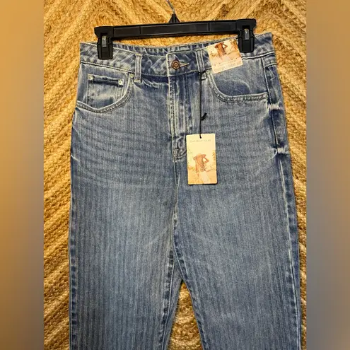 Sincerely Jules Striped 90's Straight Denim Jeans,Medium Wash,Women's Size 5/27
