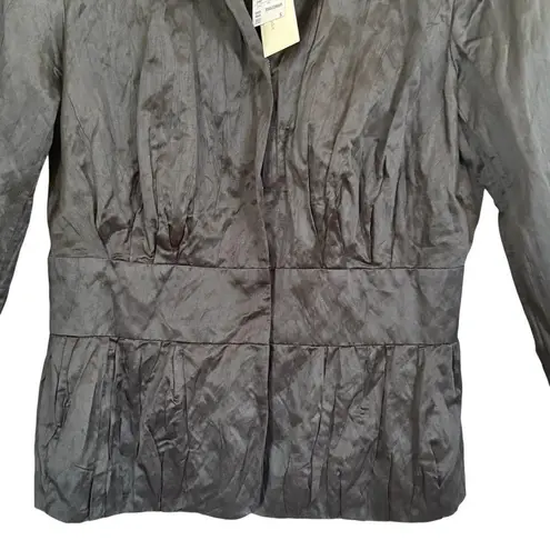 Christopher & Banks NWT New Black Crinkle Cotton Blend Jacket Women’s Size S