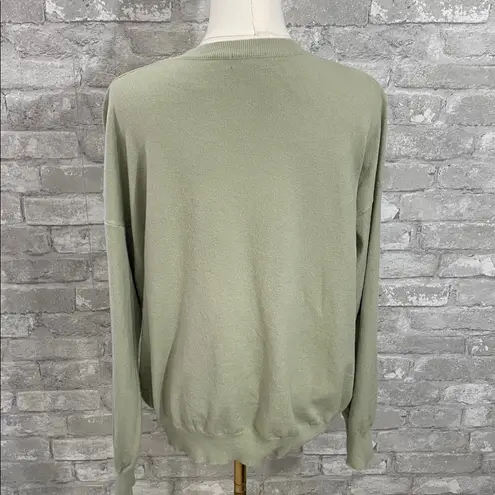 On Twelfth VICI  Heart Patterned Sage Green Sweater