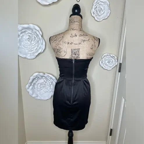 Pompous Girly Black Strapless Satin Retro Style Cocktail Dress Size 5